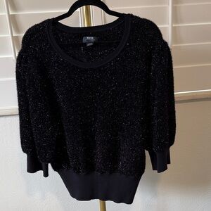 Maeve by Anthropologie- Black Shimmer Sweater w/ Silver Threads, SZ L, runs big!
